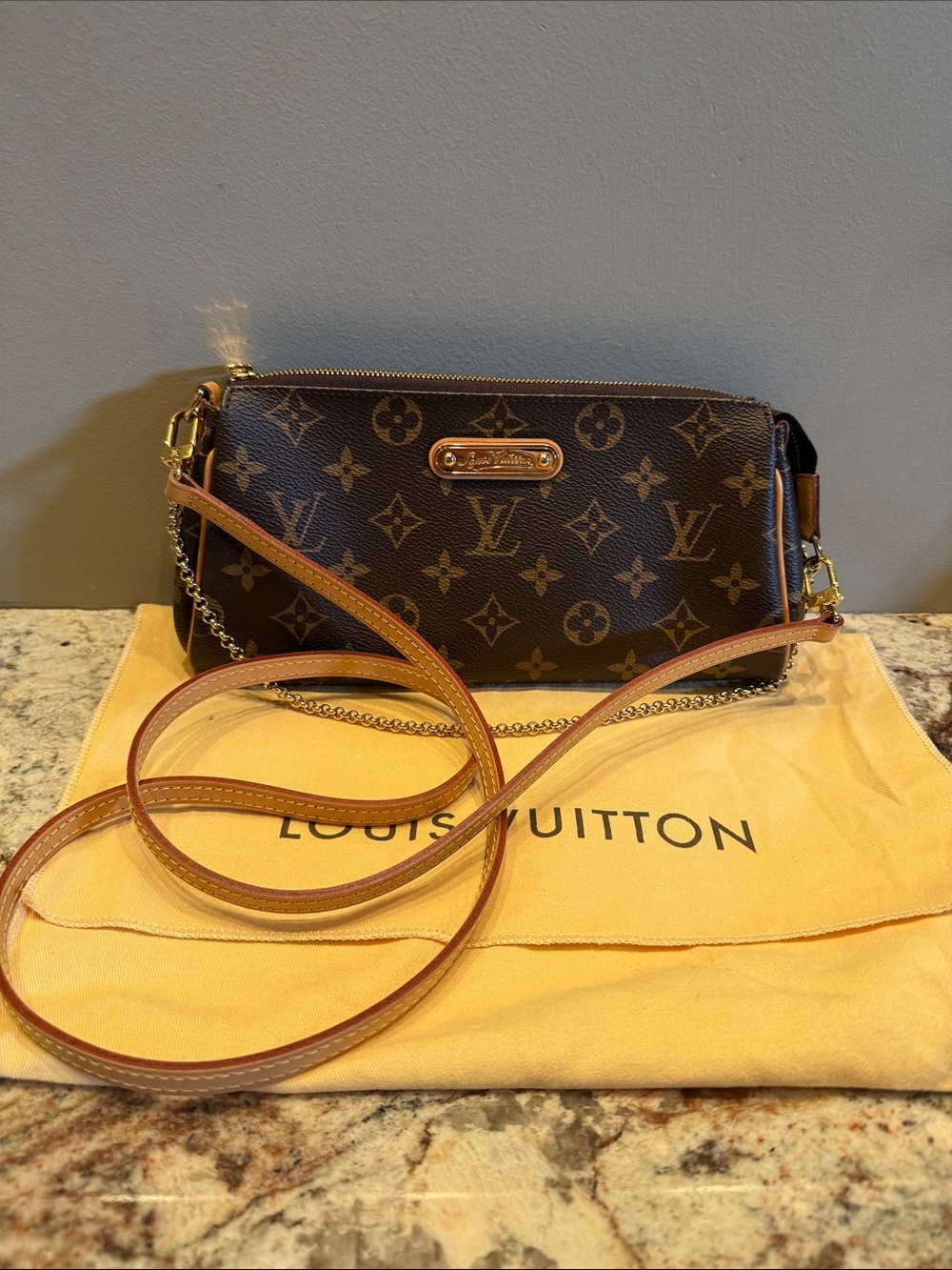 Louis Vuitton Monogram Canvas Pochette Eva Clutch and Crossbody